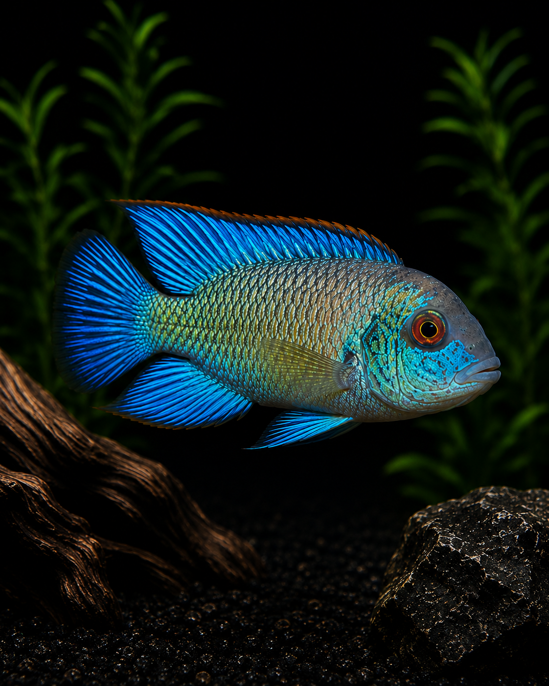 Electric Blue Acara (Andinoacara pulcher) | Live Freshwater Aquarium Fish